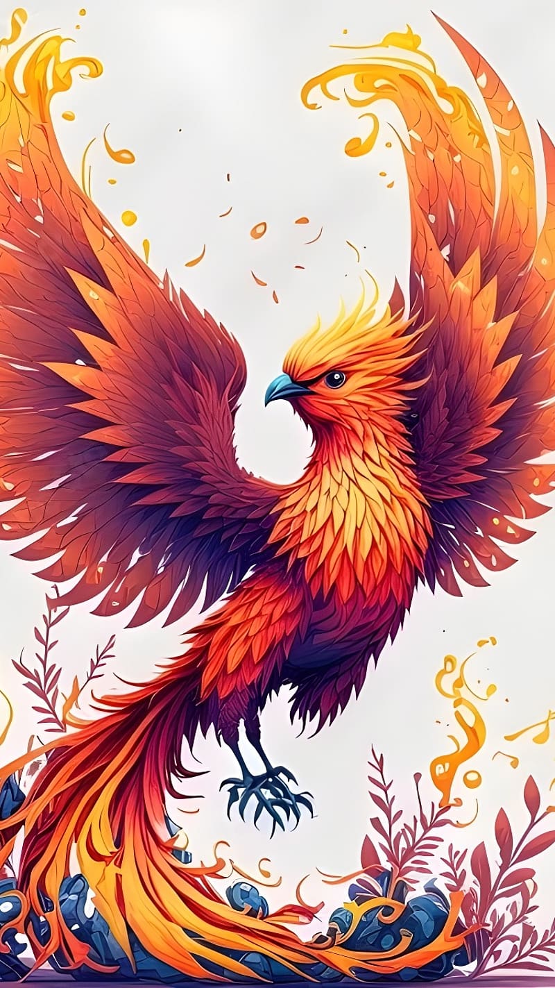 Phoenix Bird, White Background, immortal bird, art work, HD phone ...