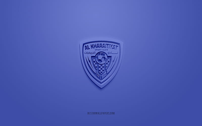 Al Kharaitiyat SC, creative 3D logo, blue background, Qatar Stars League, 3d emblem, QSL, Qatar Football Club, Doha, Qatar, 3d art, football, Al Kharaitiyat SC 3d logo, HD wallpaper