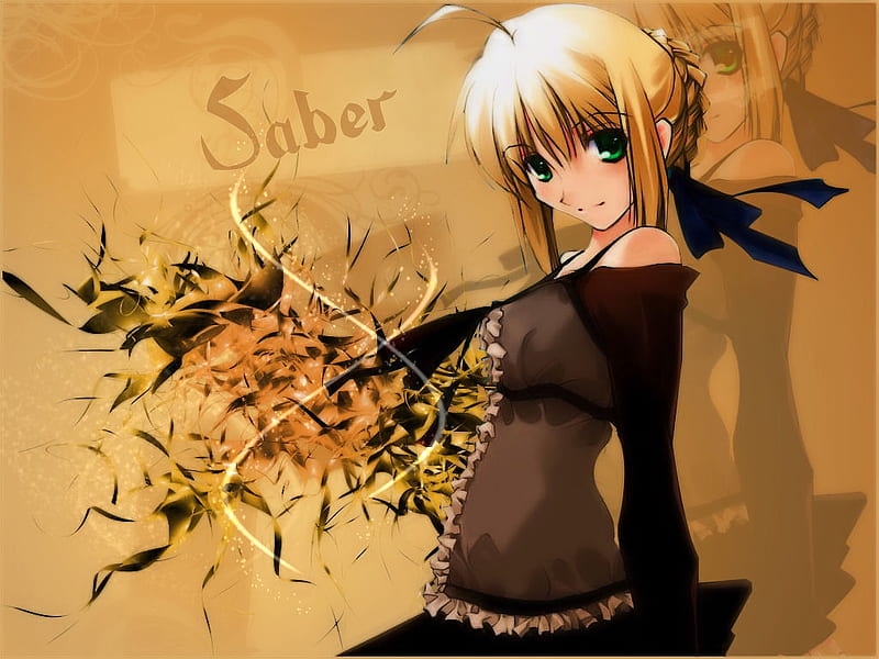 Saber, cute, fate stay night, female, girl, brown, anime, anime girl, HD wallpaper