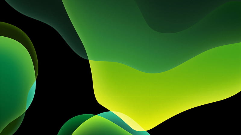 Green iOS 13 Abstract Dark, HD wallpaper