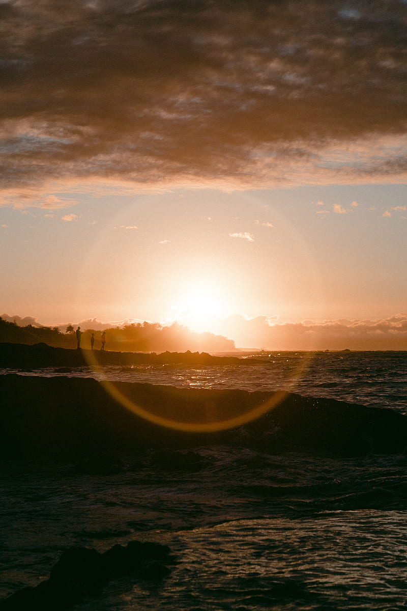 sea, sunset, sun, light, bright, HD phone wallpaper