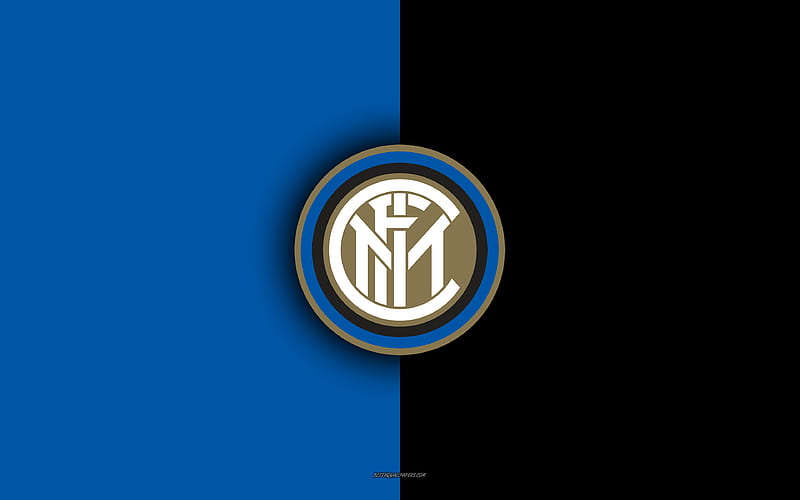 FC Internazionale, Milan logo, emblem, blue black background, Serie A, Italy, Inter Milan FC, Italian football club, HD wallpaper