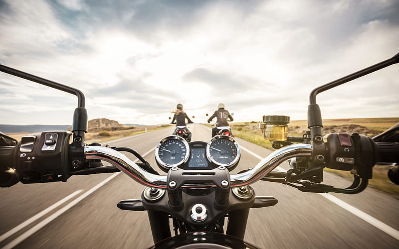 Kawasaki dashboard, bikers, motorcycle steering, HD wallpaper