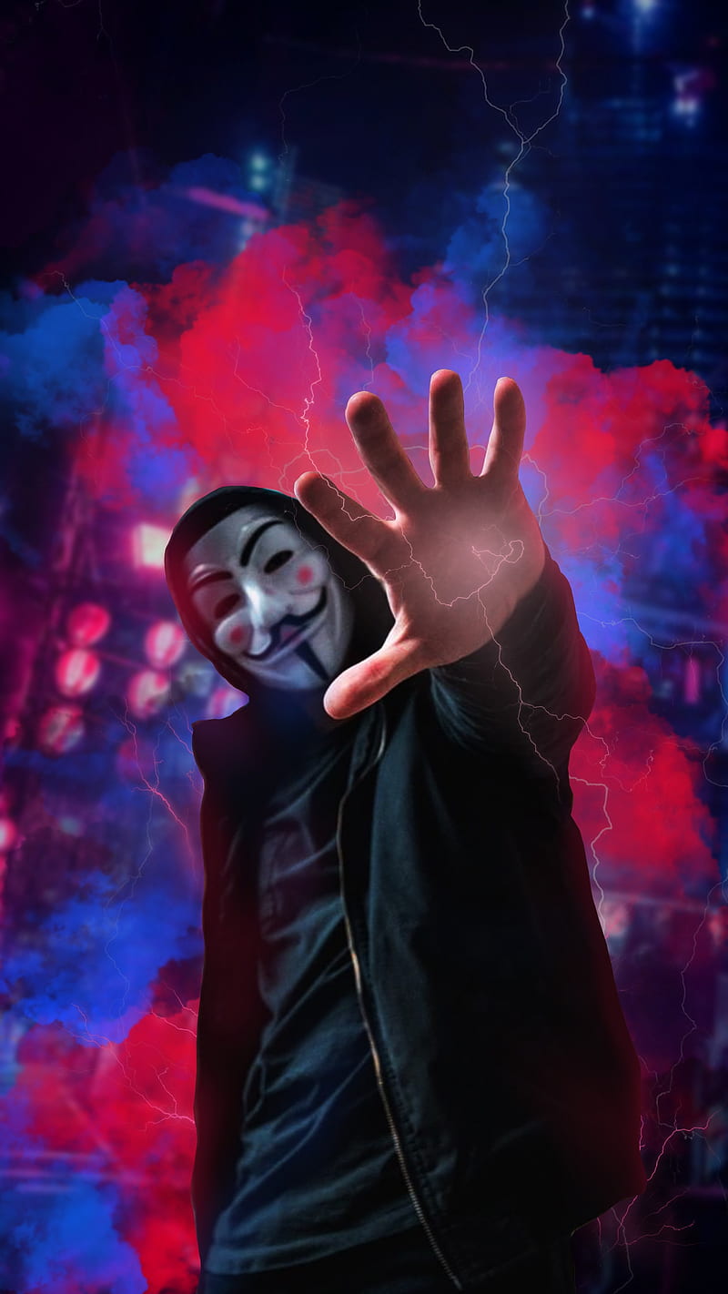 2K free download | Mask power, man, mask, anonymous, black, blue, face