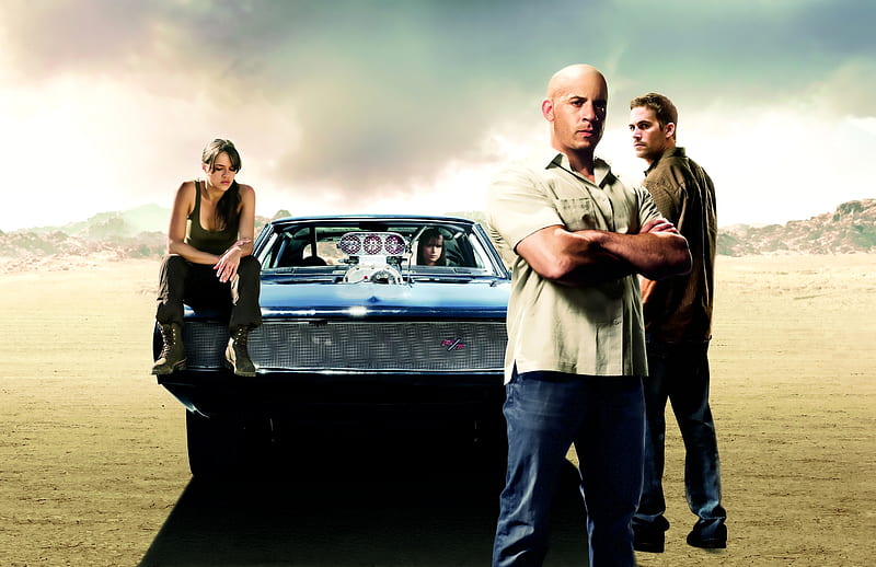 Fast & Furious (2009), poster, movie, action, Michelle Rodriguez, man, woman, Paul Walker, Vin Diesesel, girl, car, fast and furious, actor, HD wallpaper