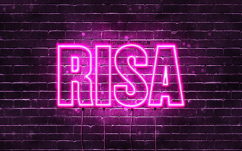 Risa with names, female names, Risa name, purple neon lights, Happy Birtay Risa, popular japanese female names, with Risa name, HD wallpaper