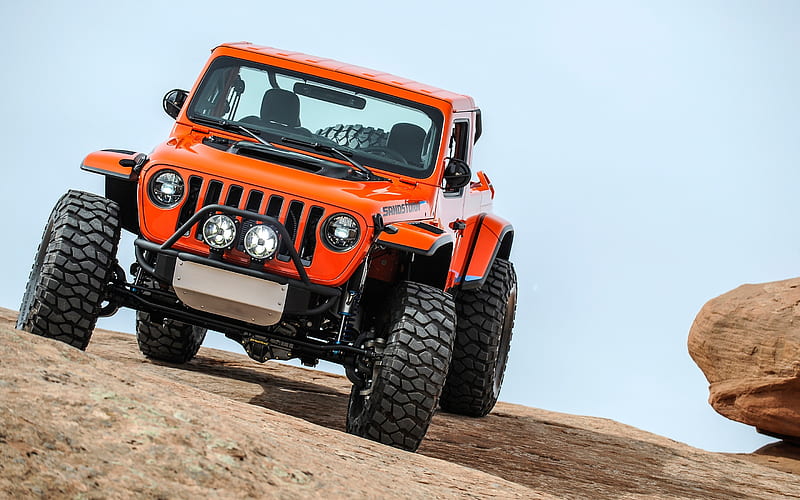  Jeep Wrangler, Sandstorm, Concept, exterior, tuning Wrangler, nuevo Wrangler naranja, Fondo de pantalla HD