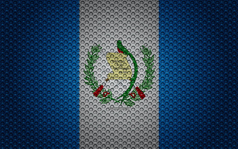 Flag of Guatemala creative art, metal mesh texture, Guatemala flag, national symbol, metal flag, Guatemala, North America, flags of North America countries, HD wallpaper