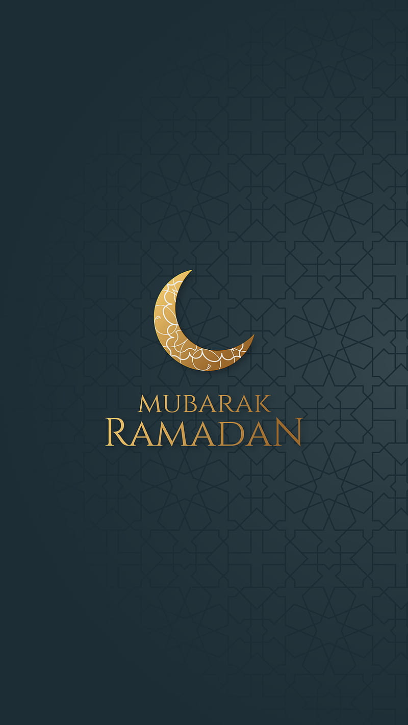 Ramadan Mubarak, crescent, gold, greetings, islamic, kareem, moon, mubarak, ramadan, HD phone wallpaper