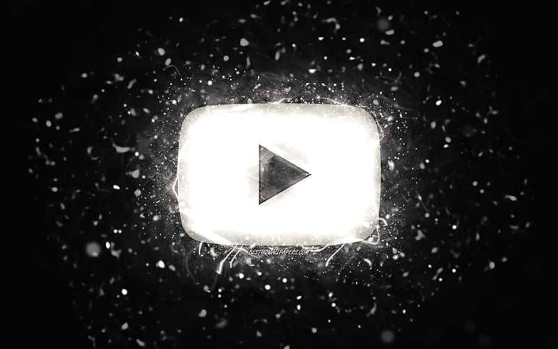 Youtube white logo white neon lights, social network, creative, black  abstract background, HD wallpaper | Peakpx
