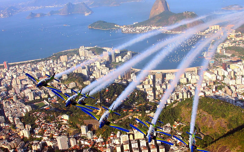 brazil, buildings, travel, planes, sky, beach, aircraft, graphy, sand, water, nature, aviation, tropical, HD wallpaper