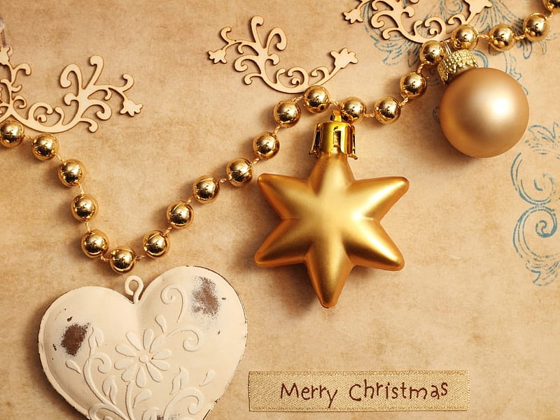 Gold-merry-garland, christmas, garland, gold, holiday, other, HD wallpaper