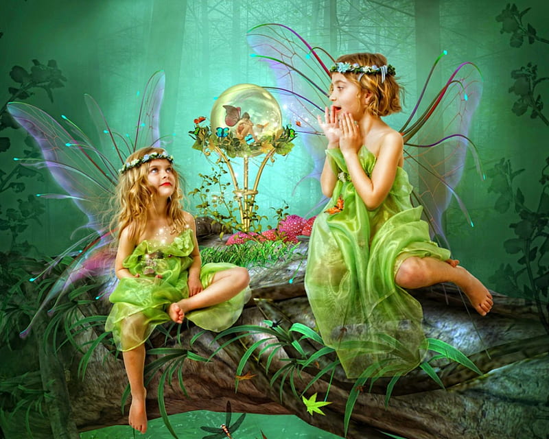 1366x768px 720p Free Download Fairies Forest Art Fantasy Green Fairies Girls Hd 