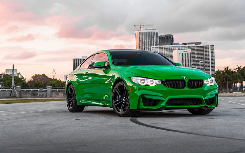 BMW M4, green sports coupe, tuning, black wheels, F83, BMW, HD wallpaper
