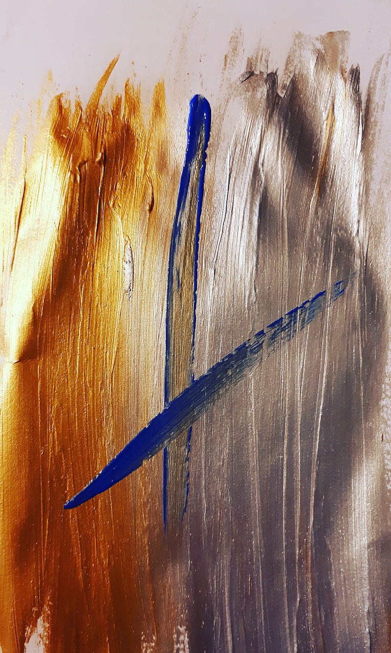 abstract Kross, abstract, blue, gold, paint, painter, painting, pallet, silver, white, HD phone wallpaper