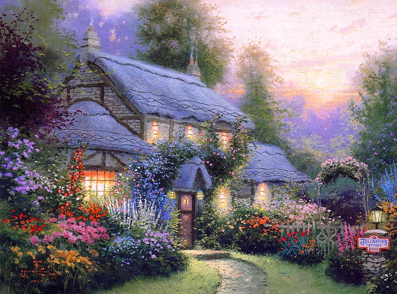 Summer house, Heat, Calm, Comfort, Cottage, Flowers, HD wallpaper