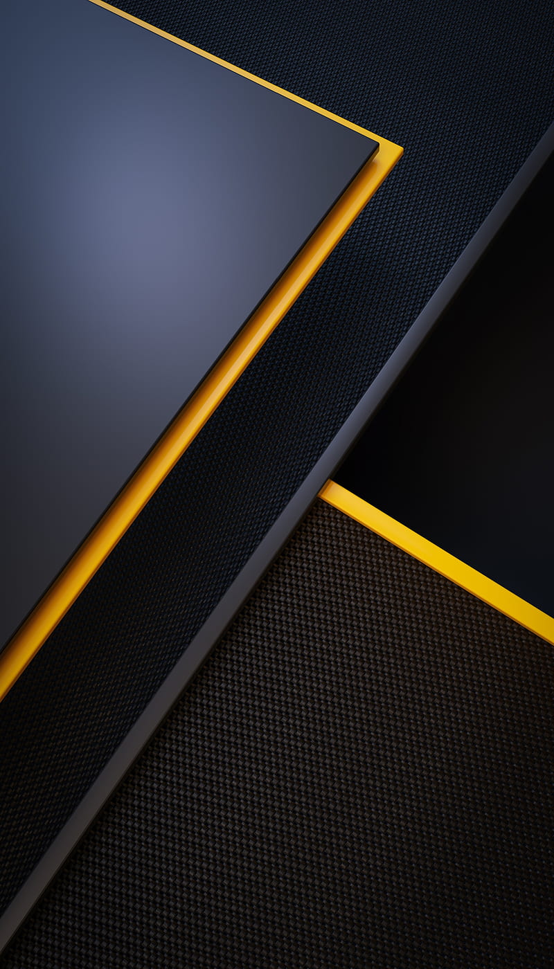 Yellow Black Tile, edge, future, geometric, metal, minimal, simple, tech, HD phone wallpaper