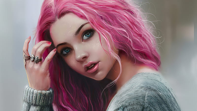 Pink Hair Girl, artist, artwork, digital-art, artstation, fantasy-girls, HD wallpaper