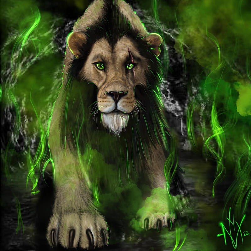 Fan Art Scar, Digital Art, Made By Me : R Lionking, Lightning Lion, HD phone wallpaper