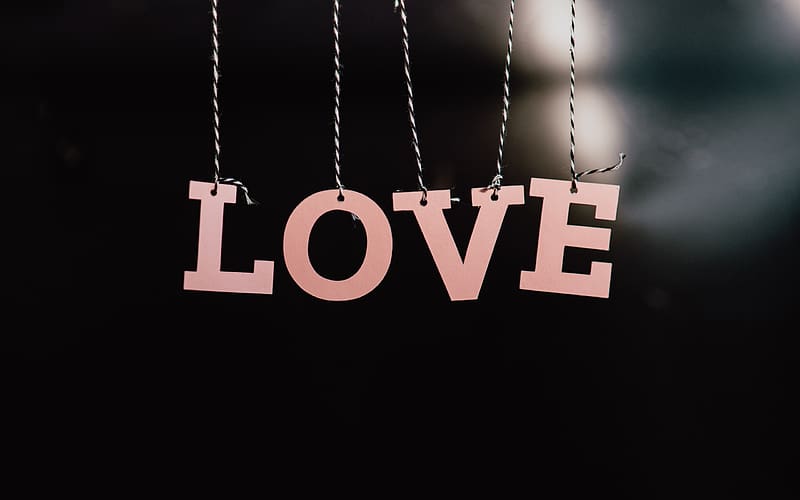 valentine, word, pink, black, letters, love, card, HD wallpaper | Peakpx
