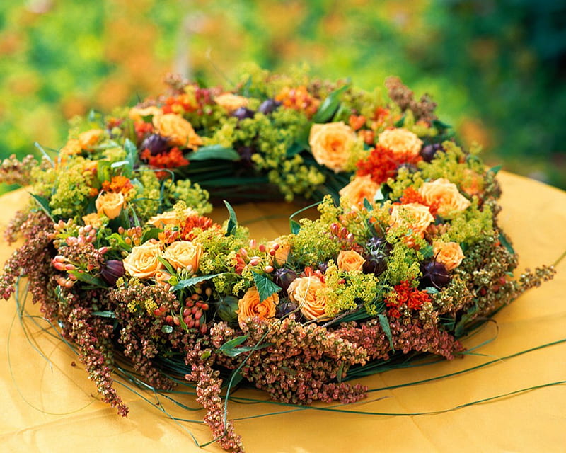 Flower Wreath, wreath, flowers, deorated, bloom, HD wallpaper