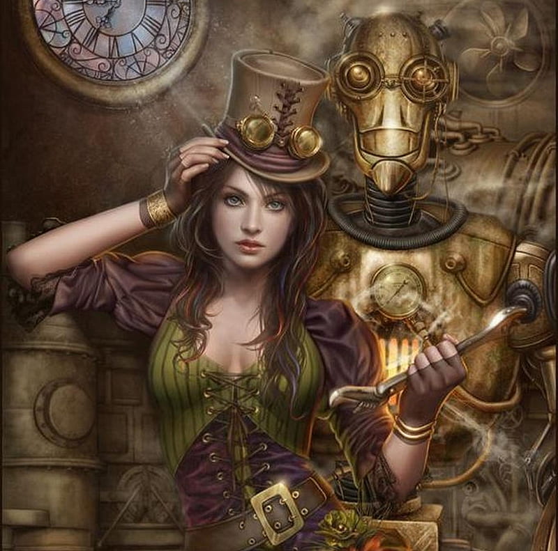 Beautiful Face Sexy Body Fantasy Steam Punk Princess Wearing