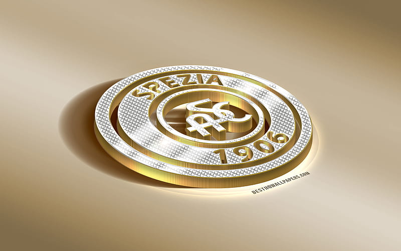 Spezia Calcio, Italian football club, golden silver logo, La Spezia, Italy, Serie B, 3d golden emblem, creative 3d art, football, HD wallpaper