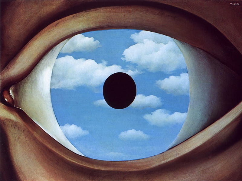 THE FALSE MIRROR, view, eye, pupil, site, sky, clouds, vision, lens, blue, HD wallpaper