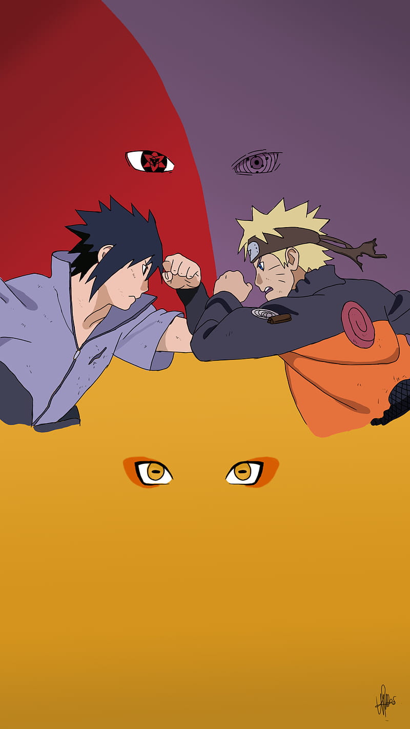 Naruto and Sasuke, anime, anime character of, anime fight, fight, sasuke and naruto fight, HD phone wallpaper