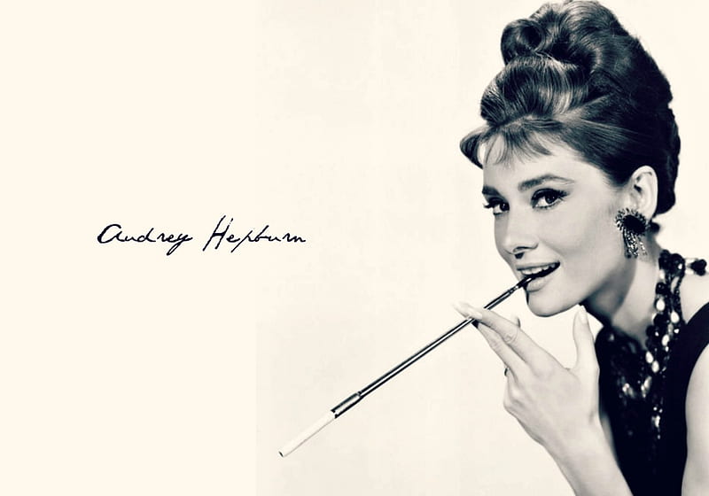 Audrey Hepburn, bw, girl, model, actress, black, white, woman, HD wallpaper