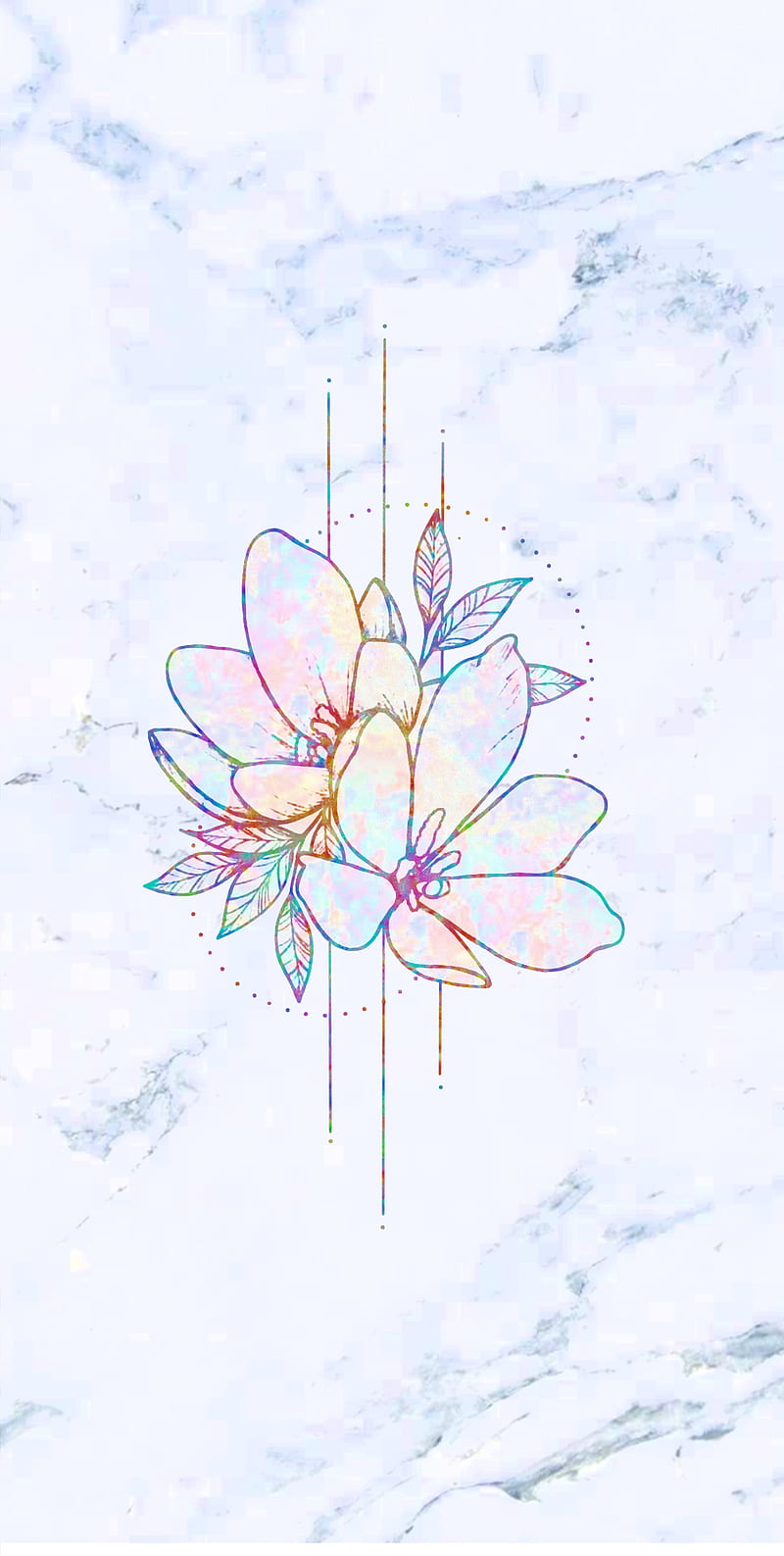 Lotus and Marble, blue, colorful, daisy, flower, marbled, opal, pastel, white, HD phone wallpaper