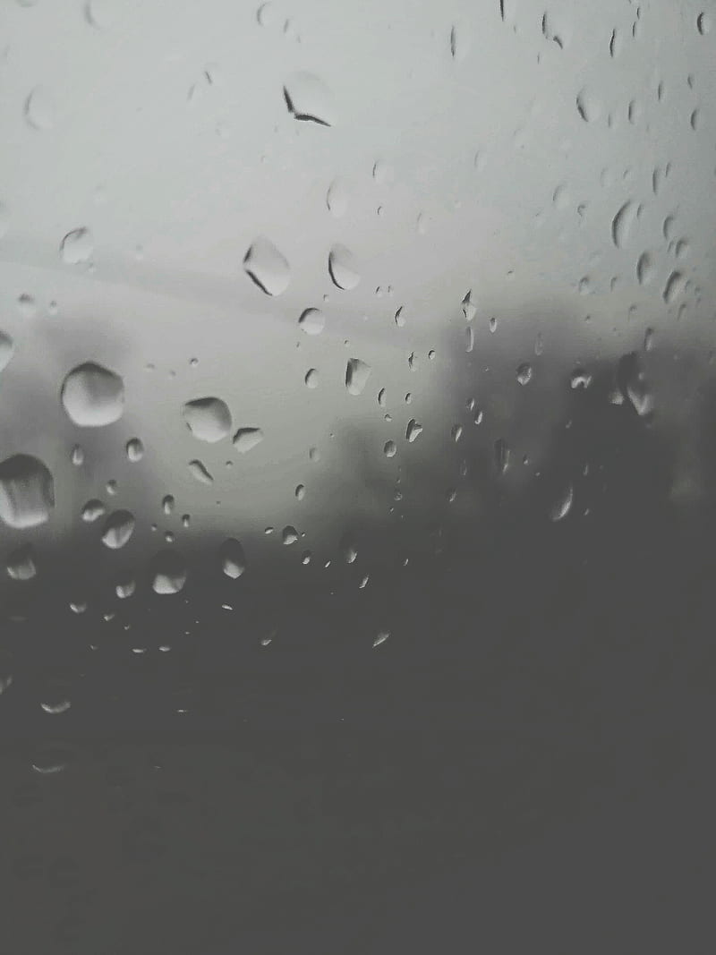 Sprinkle, black and white, gloomy, rain, HD phone wallpaper