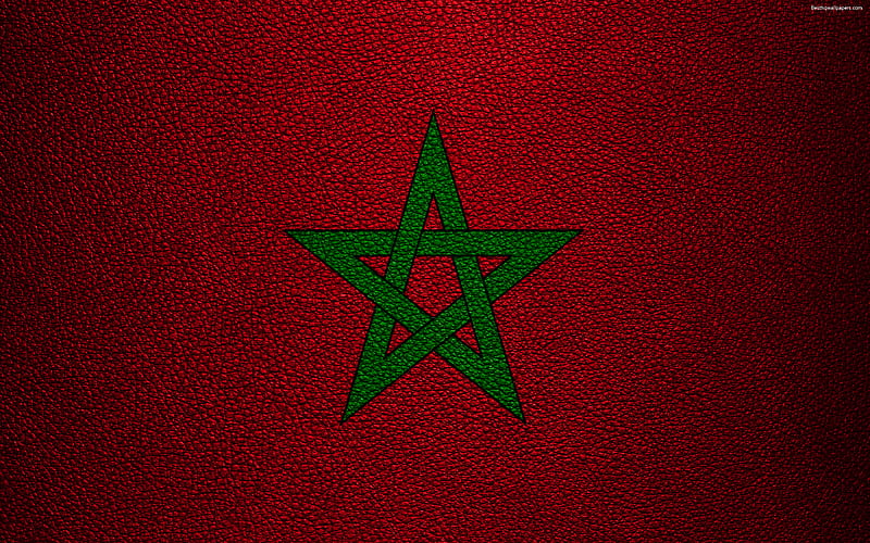 Flag of Morocco leather texture, Africa, Moroccan flag, flags of African countries, Morocco, HD wallpaper