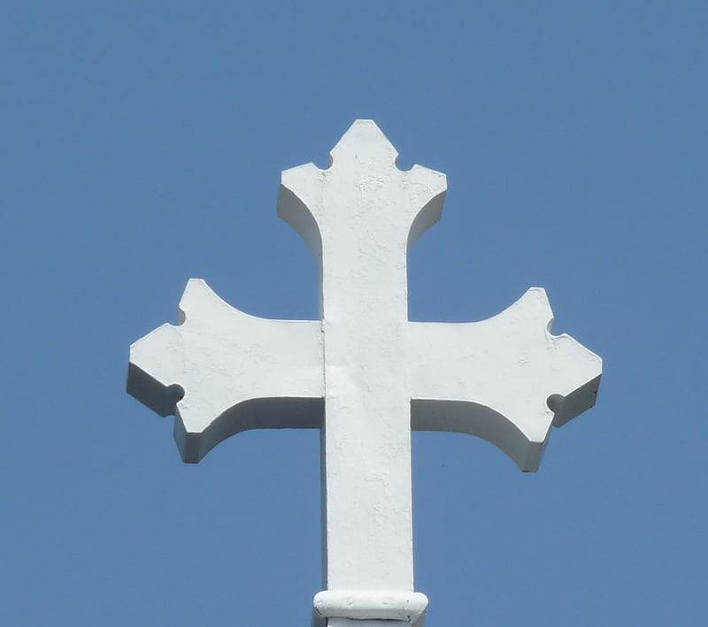 Cross On Church, blue, white, HD wallpaper