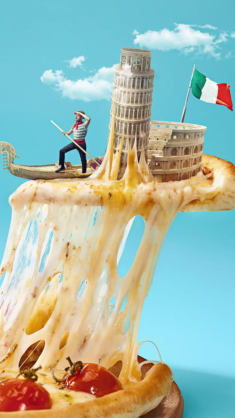 Italy, art, boat, flag, gondola, pisa, pizza, sailor, HD phone wallpaper
