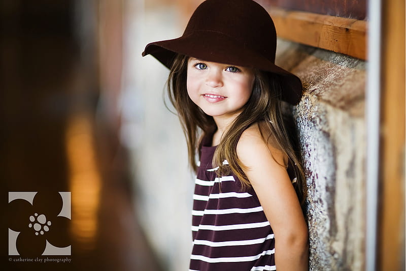 Cute Little Uptown Girl!, cute, posing, girl, model, hat, HD wallpaper