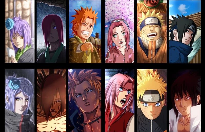 Anime, Naruto, Sasuke Uchiha, Sakura Haruno, Konan (Naruto), Naruto Uzumaki, Nagato (Naruto), Yahiko (Naruto), HD wallpaper