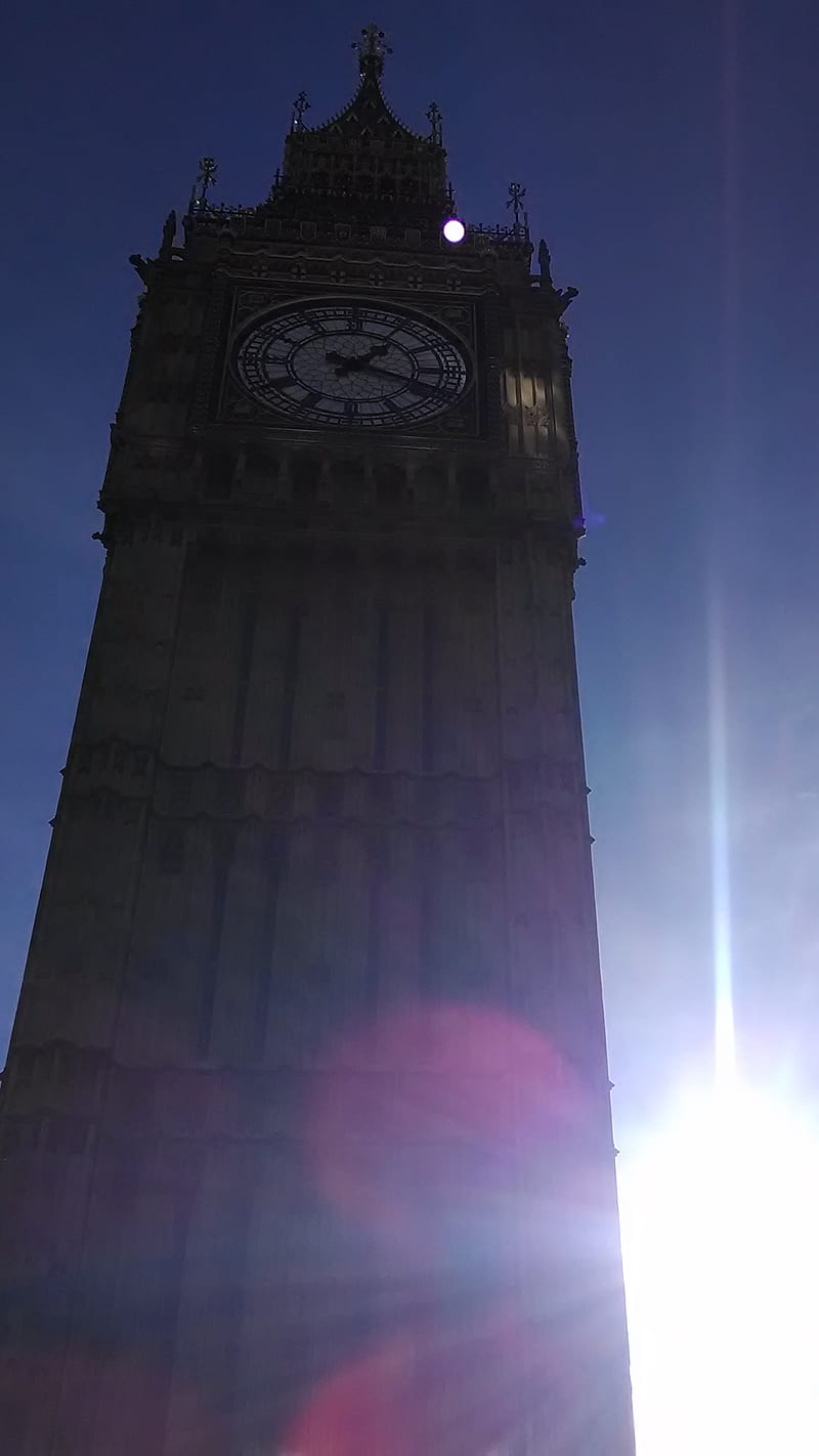 Big Ben, british, clock, england, london, london bridge, sun, tower, uk, HD phone wallpaper