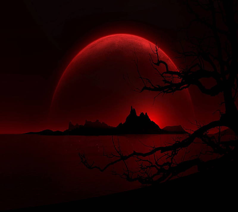 Red Moon, HD wallpaper