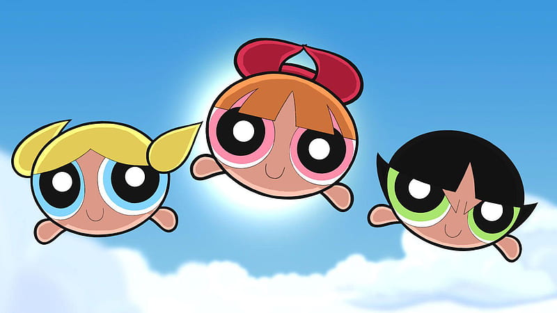 The Powerpuff Girls Blossom, Bubbles and Buttercup Are Flying On Sky Anime, HD wallpaper