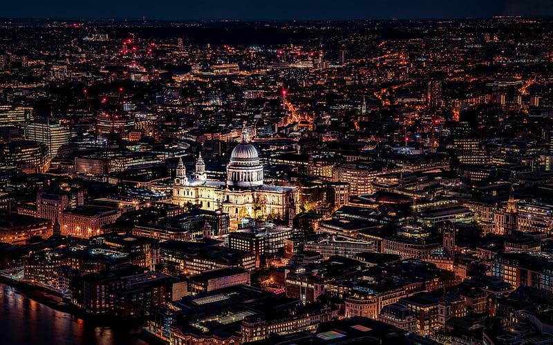 St Pauls Cathedral, London, England, night, metropolis, night city, HD wallpaper