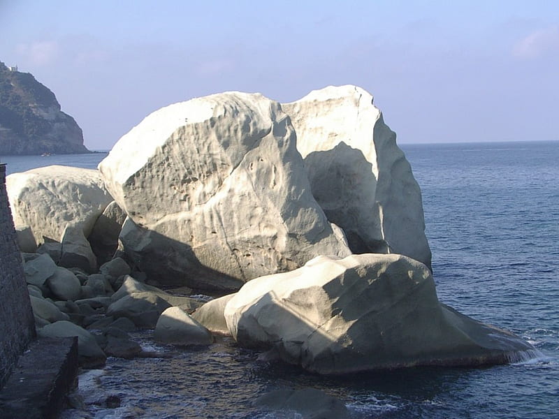 White Rocks Italy, ischia, beach, seaside, forio, white, Rocks, italy, HD wallpaper