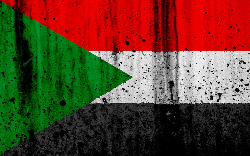 Sudanese flag grunge, flag of Sudan, Africa, Sudan, national symbols, Sudan national flag, HD wallpaper