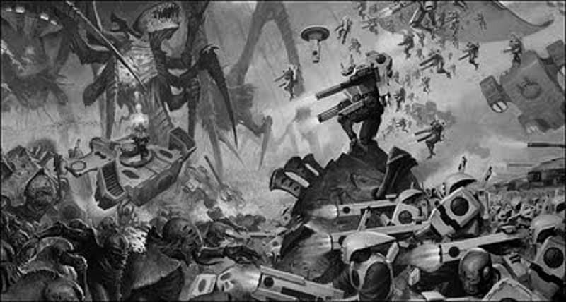 Tau Apocalypse, warhammer, marine, space, game, 40k, HD wallpaper
