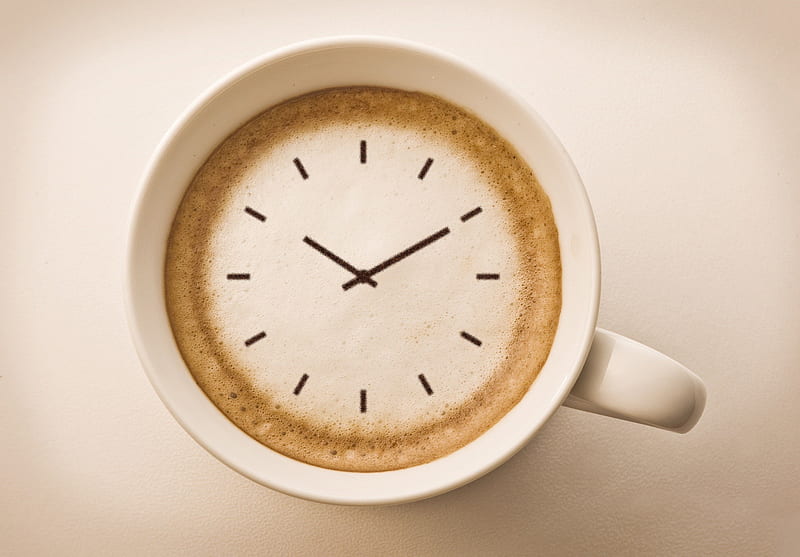 * Time for coffee *, coffee, time, cup, drink, clock, HD wallpaper