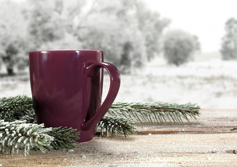 Winter, coffee, snow, coffee time, cup, nature, winter time, snowy, HD wallpaper