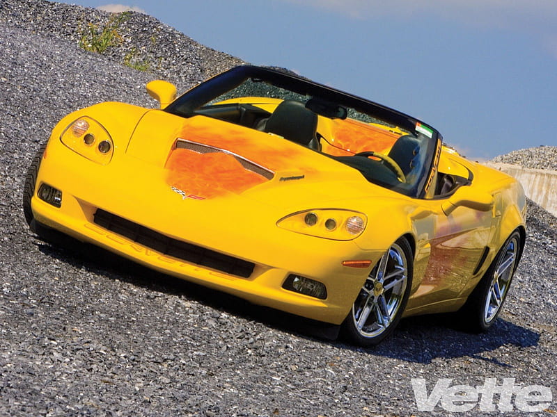 2005 Chevrolet Corvette, Conv, Yellow, Gm, Bowtie, HD wallpaper