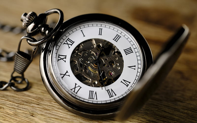 old pocket watch, time concepts, old mechanism, watch, white dial, HD wallpaper