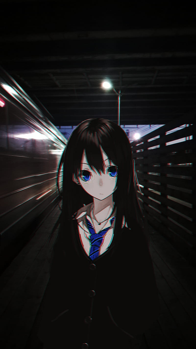 anime, railway, Russia, night, dark, HD phone wallpaper