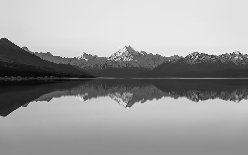 Mountain, lake, beautiful, nature, bw, sky, HD wallpaper | Peakpx